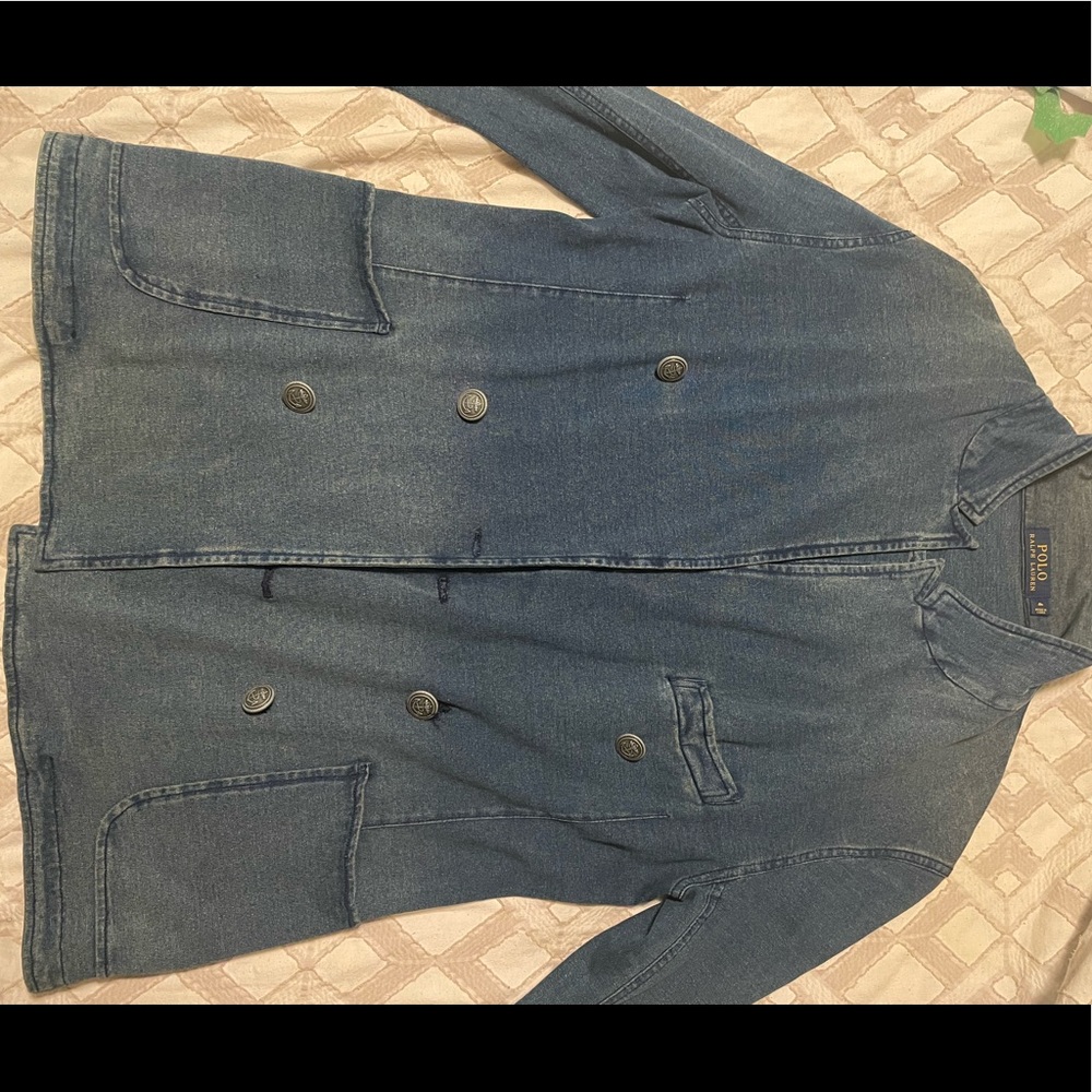 Polo Ralph Lauren Indigo Cotton Double Breasted Blazer